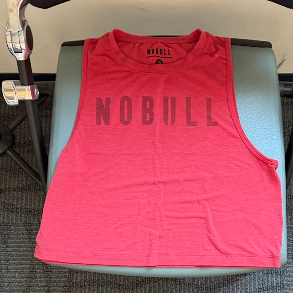 NOBULL Women's Coral-Red Crop Tank with Front Logo